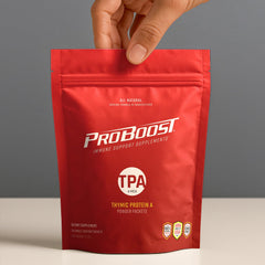 ProBoost Thymic Protein A powder dissolving under the tongue for fast absorption.