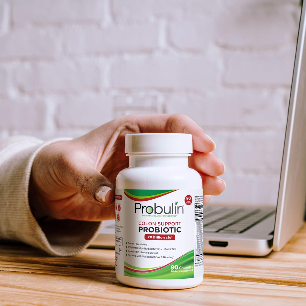 Probulin 12-strain blend graphic signaling diverse gut microbiome support.
