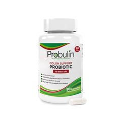 Probulin Colon Support bottle front view with vegan capsules for daily gut care.
