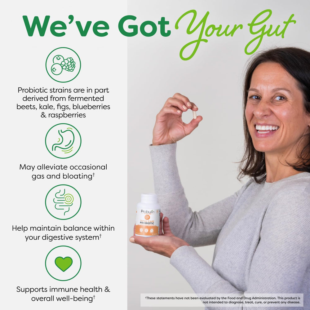 Probulin Total Care bottle emphasizing digestive-support focus