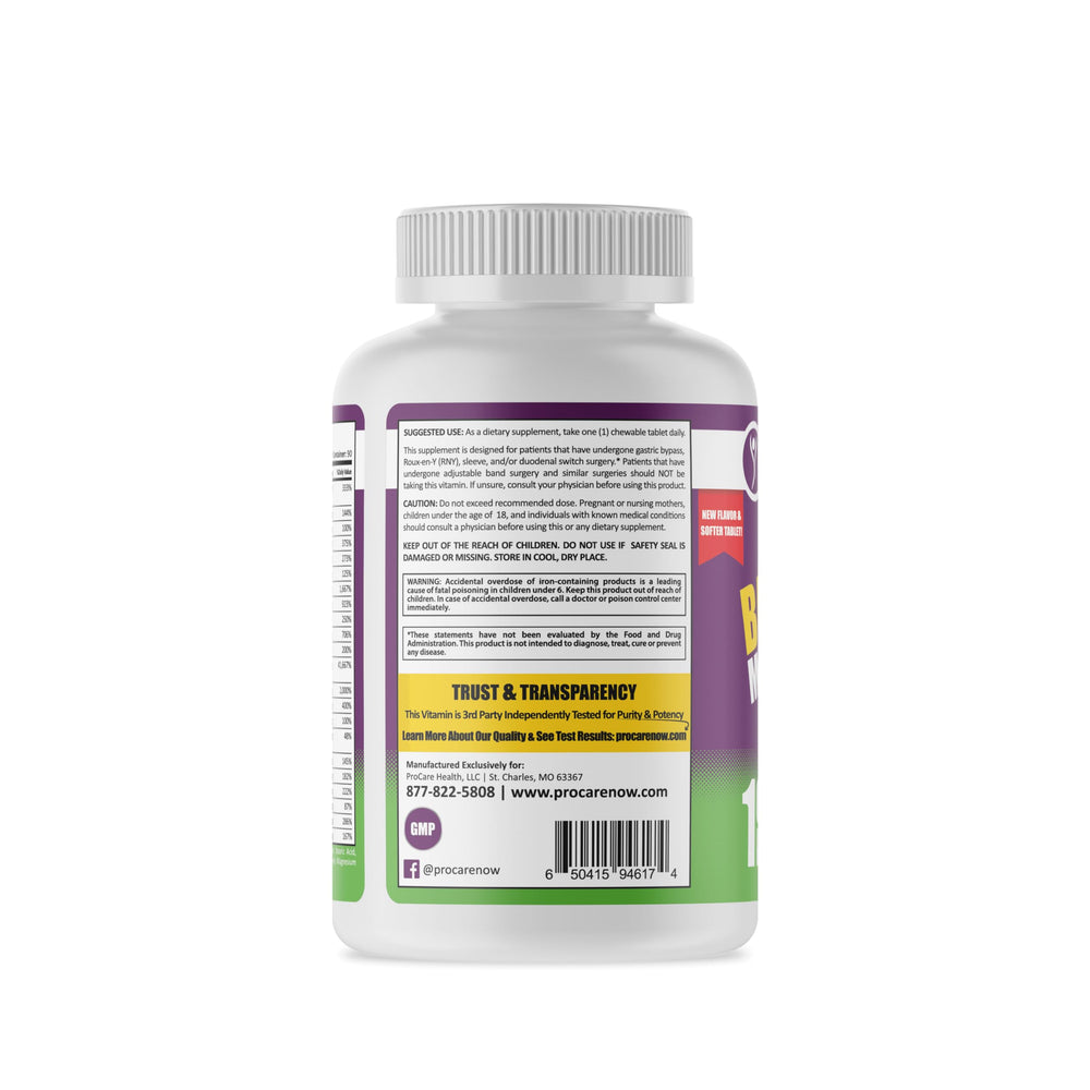 ASMBS guidelines reference on ProCare Health bariatric multivitamin packaging