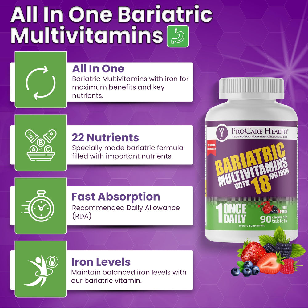Non-GMO label on ProCare Health bariatric multivitamin packaging reflects ingredient transparency