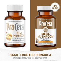 Procera Mega Mushroom packaging box displayed for product presentation.