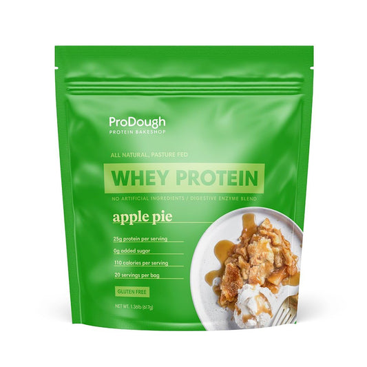 ProDough Gourmet Whey Apple Pie bottle pour for quick, tasty shakes.
