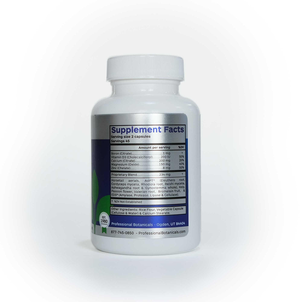 Lifestyle shot of vegan mineral routine with calcium magnesium boron