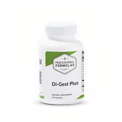 Professional Formulas Di-Gest Plus bottle showing hypoallergenic digestion support and enzyme blend.