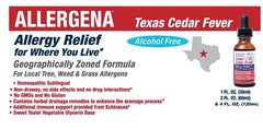 PROGENA Allergena Texas Cedar Fever packaging highlights plant-based remedy