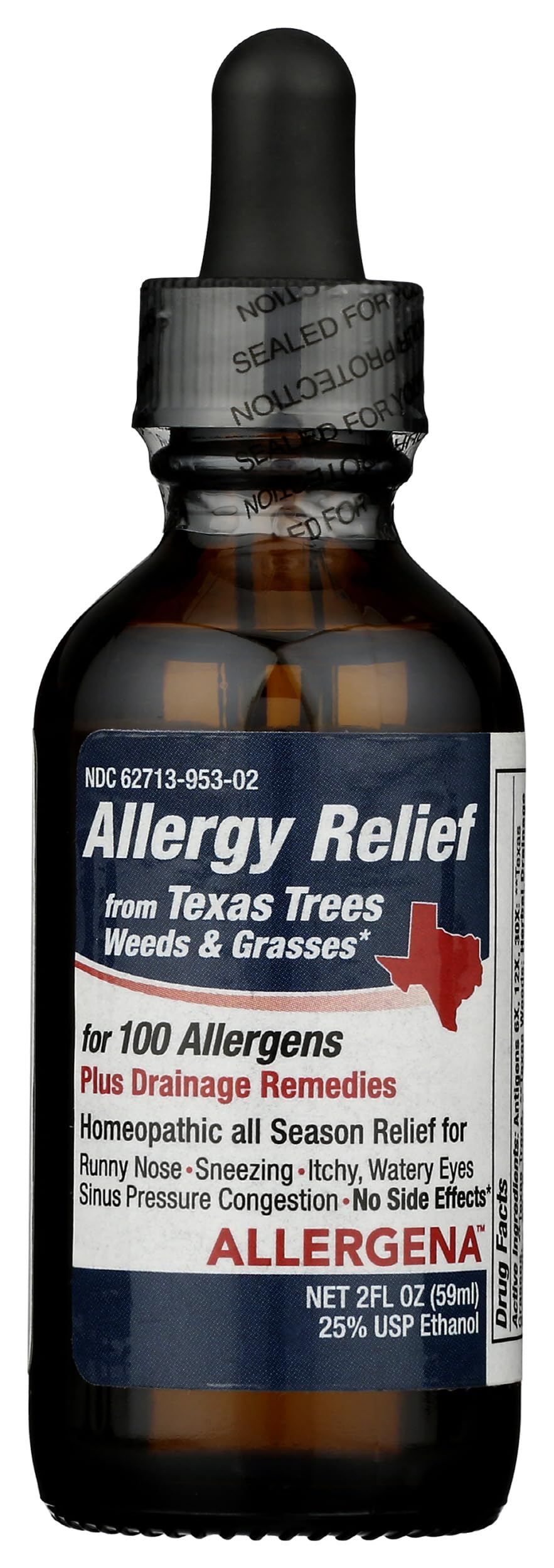 PROGENA Allergena Texas Trees bottle front for easy, on-the-go use.