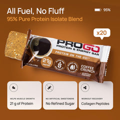 ProGo Low-sugar 180-calorie bar showing calorie count and gluten-free recipe.