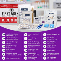 ProHeal 197-piece kit includes gauzes, bandages, antiseptics, and more.