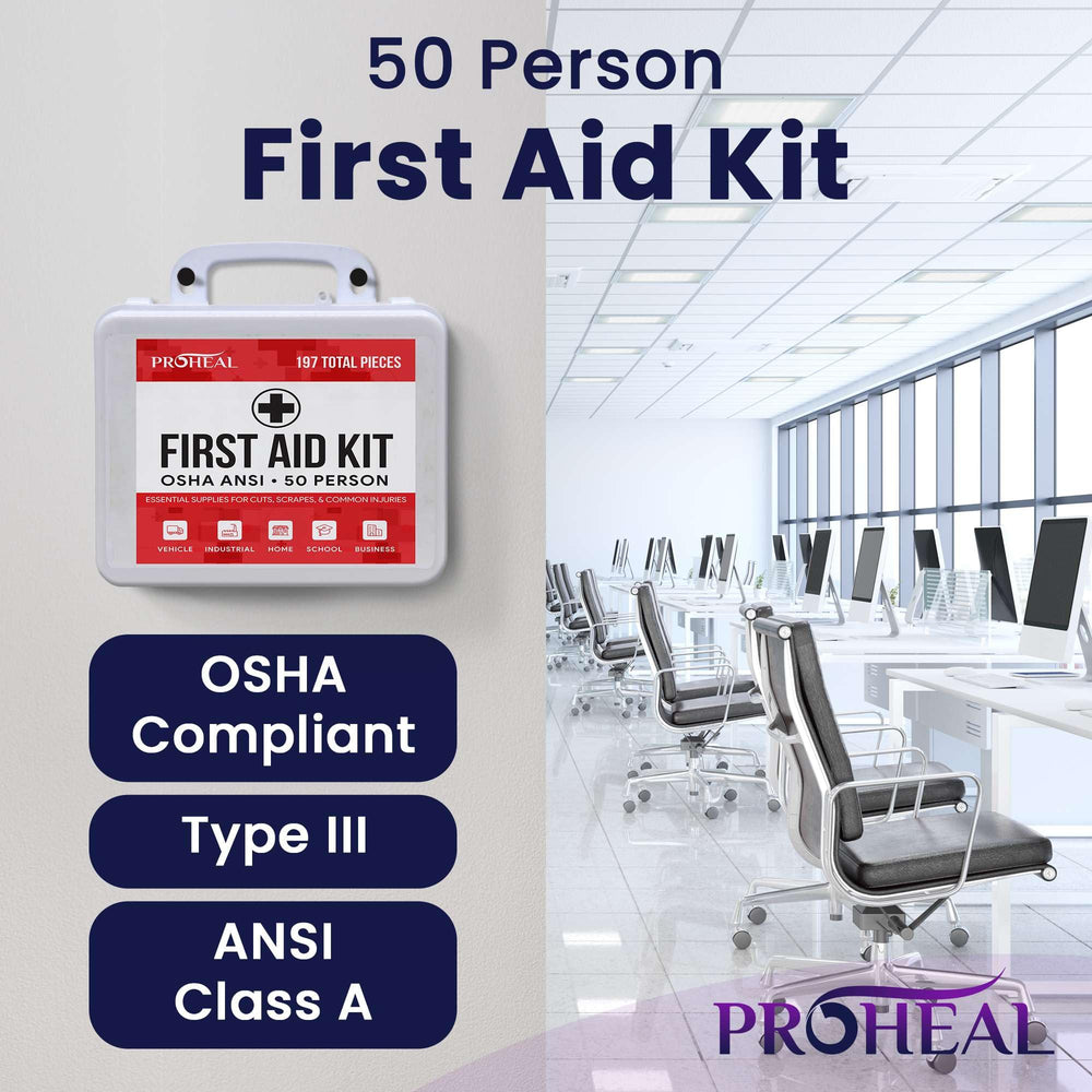 ProHeal first aid kit stored in vehicle glove compartment for emergency readiness.