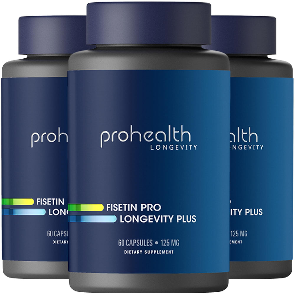 ProHealth Fisetin Pro Longevity Plus bottle with capsules for daily wellness