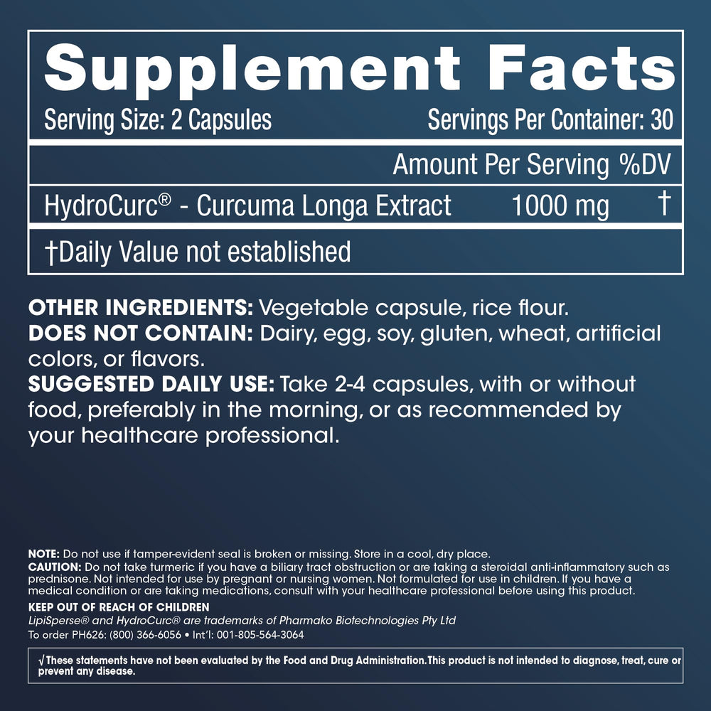 ProHealth HydroCurc capsules close-up highlighting joint flexibility and longevity potential.