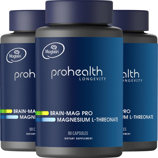 ProHealth Magtein 90 capsules bottle front displaying clear labeling and a premium look.