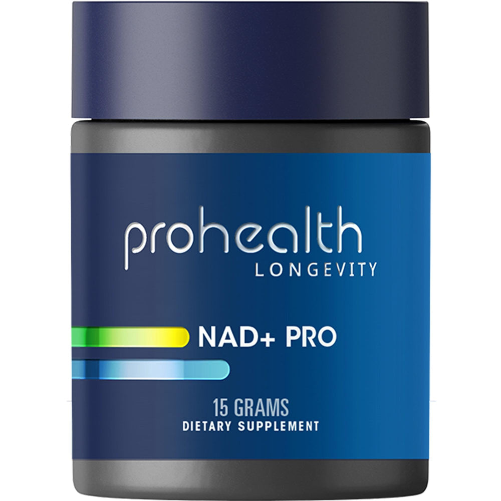 ProHealth NAD+ Pro powder tub with resealable container for daily use and easy dosing.