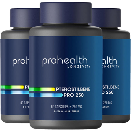 ProHealth pterostilbene absorption graphic showing superior uptake and antioxidant support