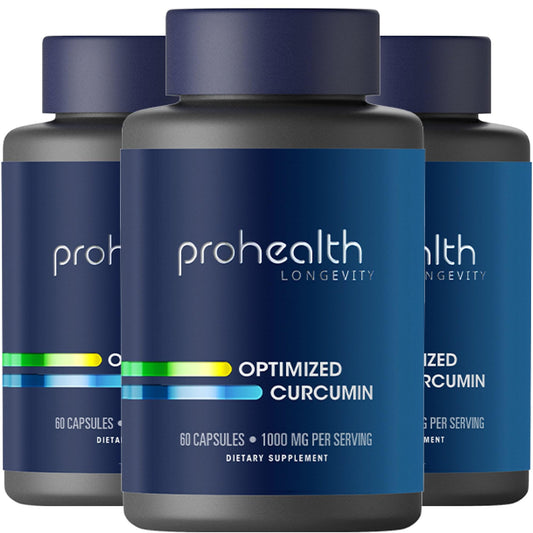 ProHealth Turmeric Curcumin Longvida bottle highlights enhanced bioavailability for daily wellness.