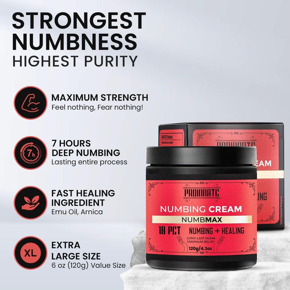 Proinnate NumbMax 120 g jar showcased as value size for home use