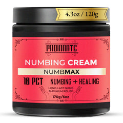 Proinnate NumbMax bottle being applied for quick numbing relief on skin