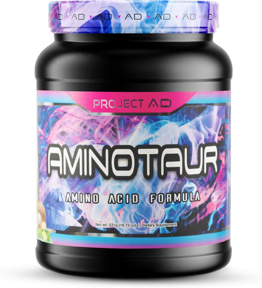 Project AD Aminotaur lemon bottle showcases keto-friendly amino blend for workouts