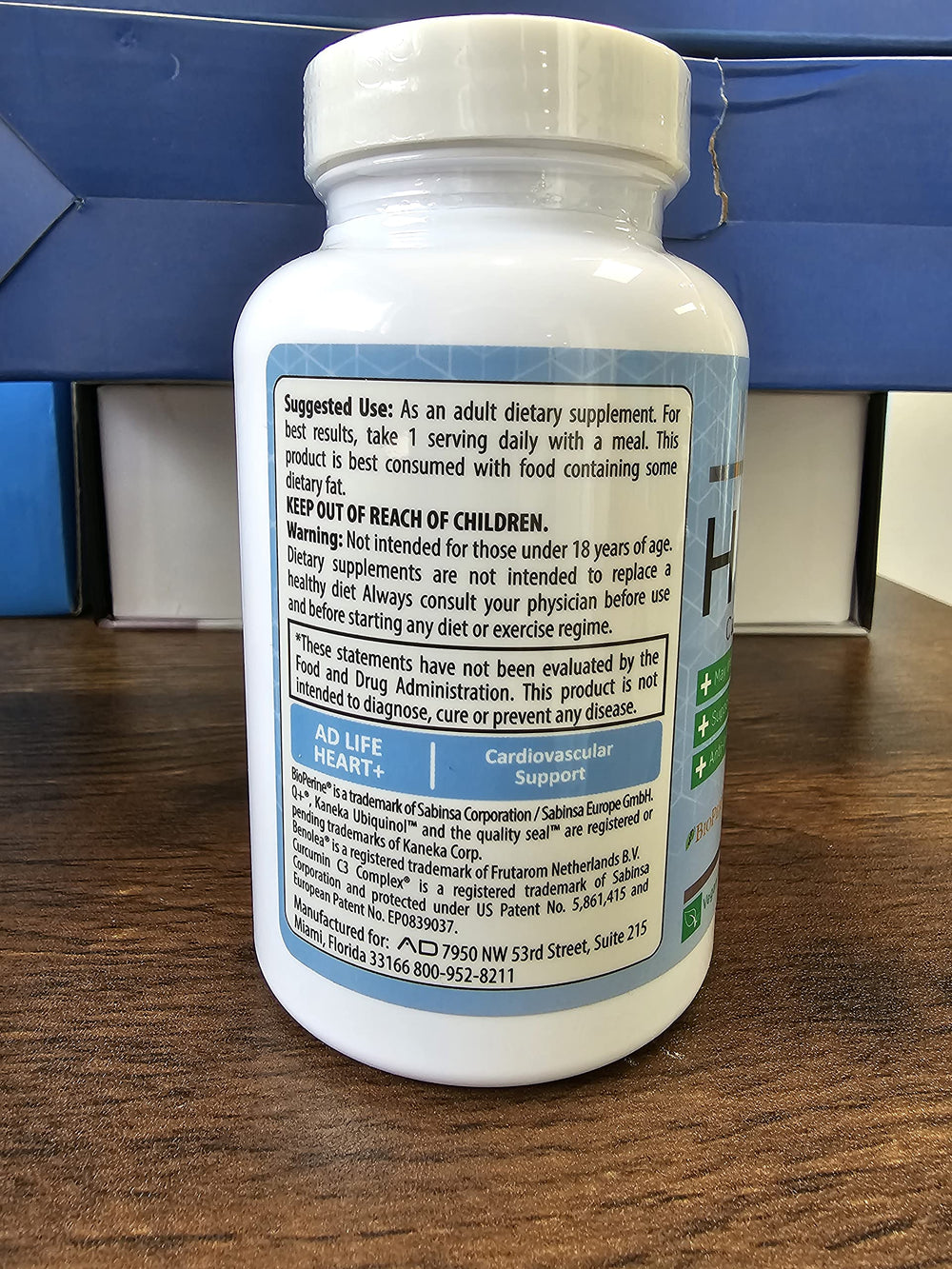 Project AD Heart+ label closeup highlights key ingredients