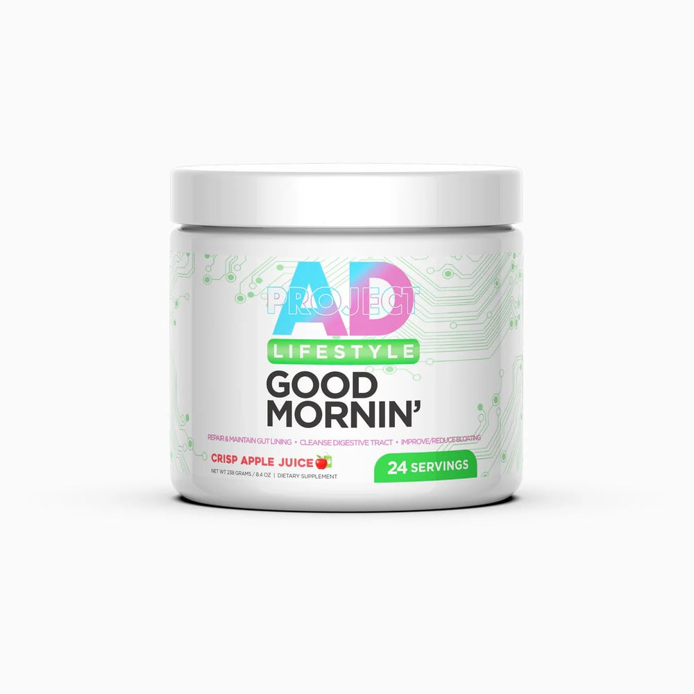 PROJECT AD Life Good Morning Detox bottle front with crisp apple flavor for a refreshing morning routine.