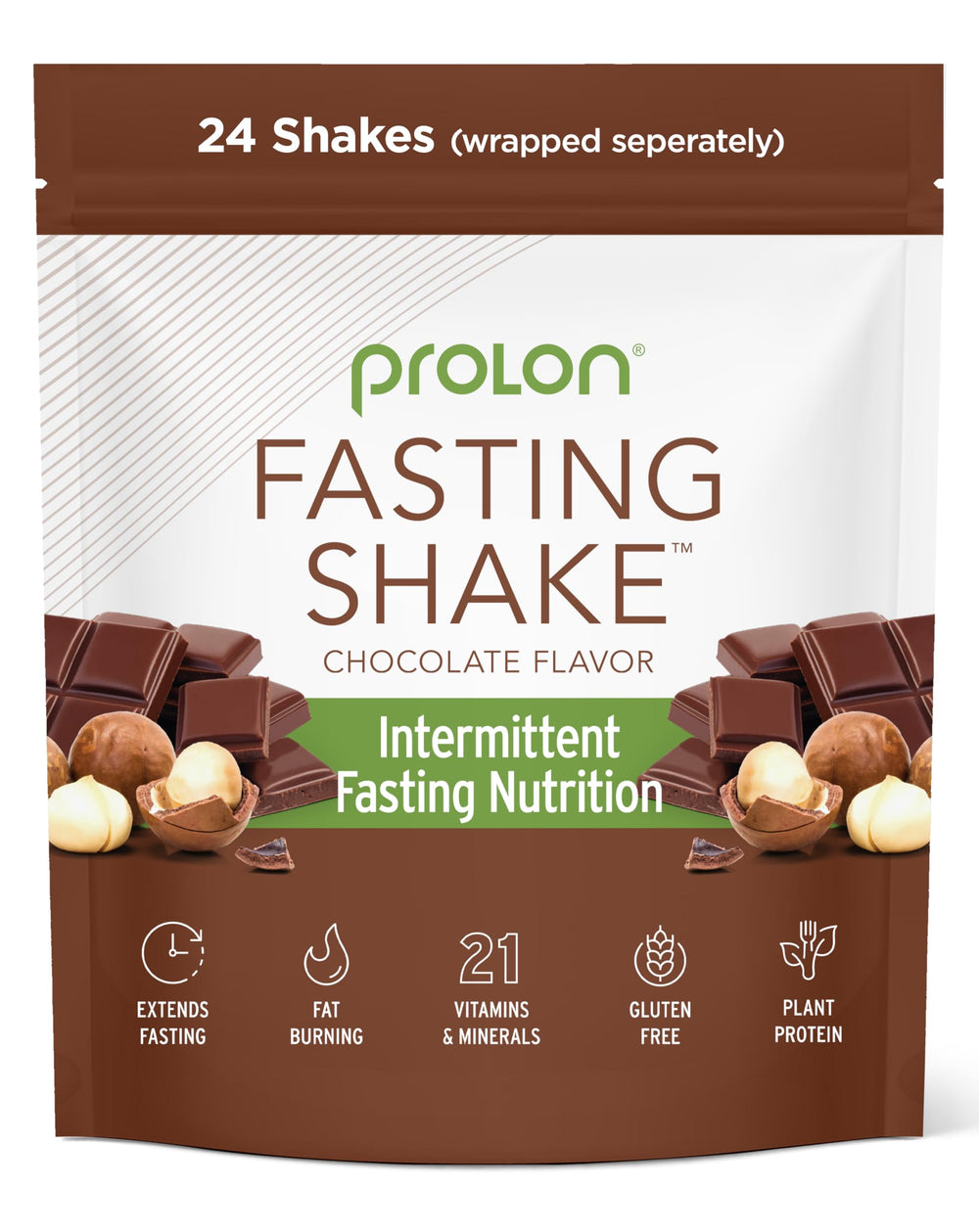 Prolon chocolate drink mix packets support a convenient morning fasting routine