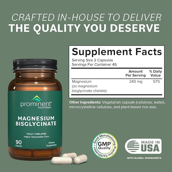 Prominent Nutrition magnesium bisglycinate label closeup highlights purity and vegan ingredients
