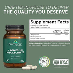 Prominent Nutrition magnesium bisglycinate label closeup highlights purity and vegan ingredients