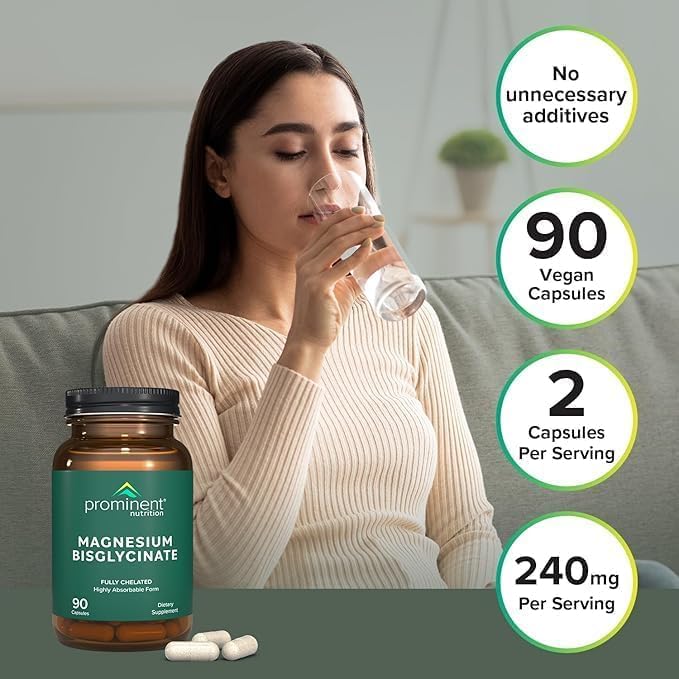 Prominent Nutrition magnesium bisglycinate capsules sleep-relaxation scene hints restful nights