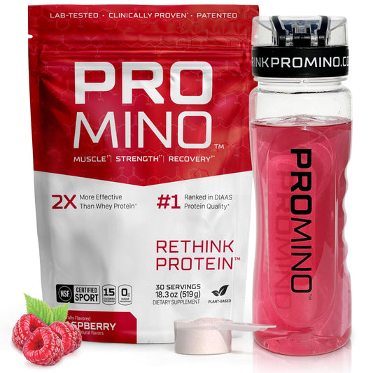 Promino Essential Amino Acid bottle pours for quick, sugar-free recovery
