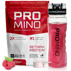 Promino Essential Amino Acid bottle pours for quick, sugar-free recovery