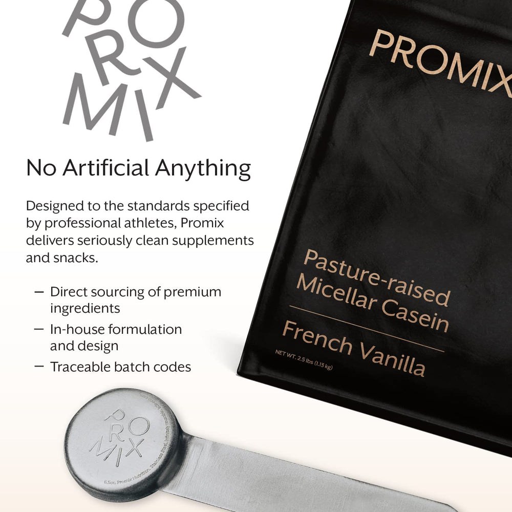 Promix Casein Vanilla packaging showing natural coconut sugar flavor