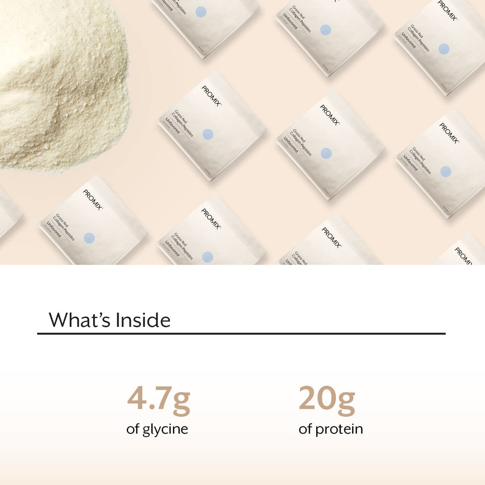Promix Hydrolyzed Collagen Peptides ingredients emphasize grass-fed source and clean label.