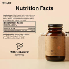 ProMix Nutrition B12 label close-up highlighting 1000mcg potency.