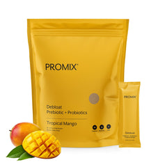 Promix Nutrition Debloat bottle with mango flavor, ready to support digestion and immune balance.