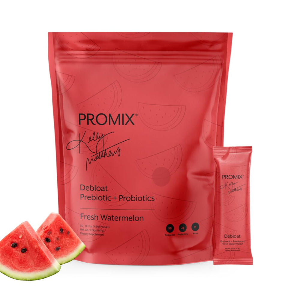 Promix Nutrition Debloat Watermelon bottle promotes gut comfort and immune support possibilities.