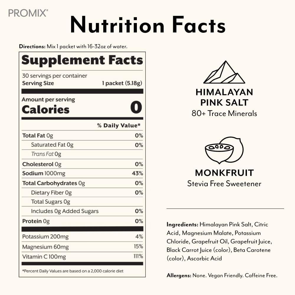 Promix Nutrition grapefruit flavor powder with natural citrus aroma for refreshing hydration.