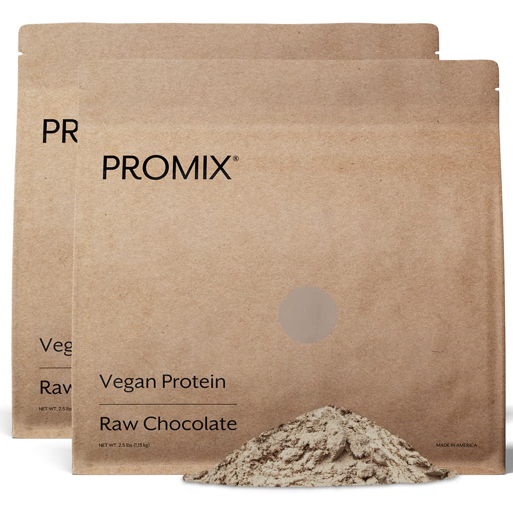 Promix vegan protein powder raw chocolate jar for post-workout shakes.