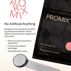 Promix Nutrition Pre-Workout ingredients chart highlighting key components.