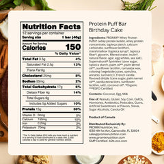 ProMix Nutrition Protein Puff Bars ingredients with whey puffs and coconut oil