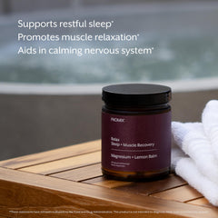 Promix Nutrition Relax lemon balm extract bottle with calming scent.