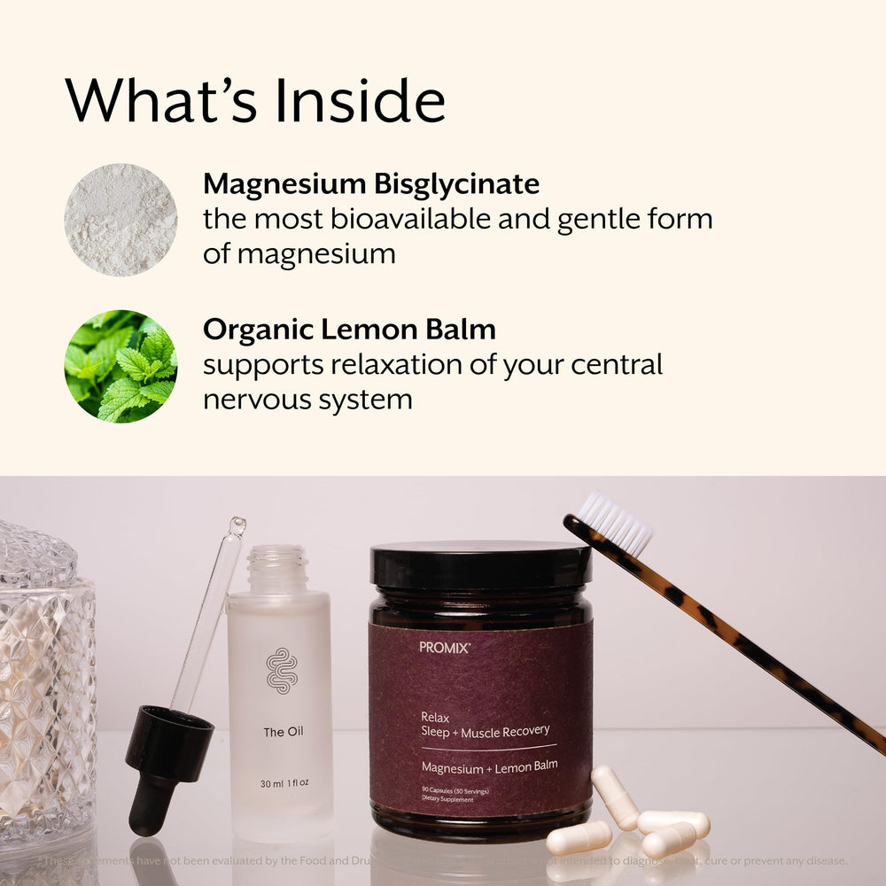 Promix Nutrition Relax night-time routine setup promoting calm evenings.