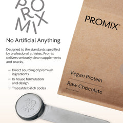 Promix Nutrition vegan protein north American sourcing label close-up.