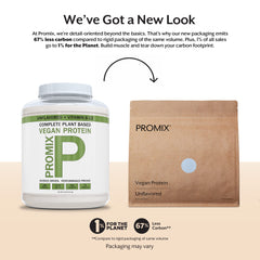 Promix Nutrition vegan protein powder close-up showing smooth texture for shakes.