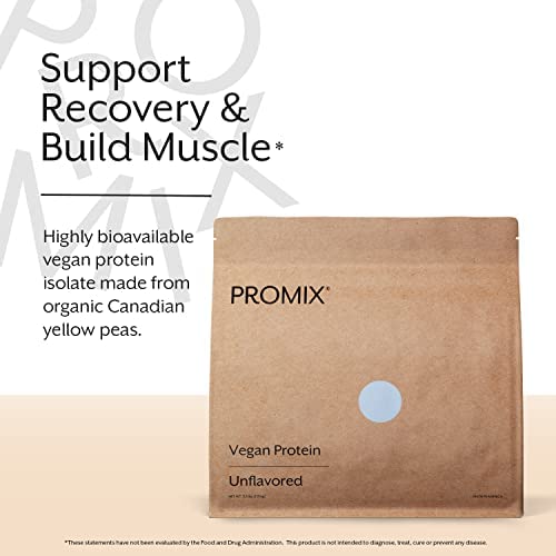 Promix vegan protein powder scoop delivering 25 g protein per serving.