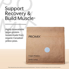 Promix vegan protein powder scoop delivering 25 g protein per serving.