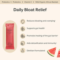 Promix Nutrition Watermelon flavor scoop shows easy on-the-go prebiotic and probiotic support.