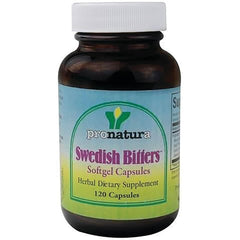 Pronatura Swedish Bitters capsules bottle close-up for daily vitality