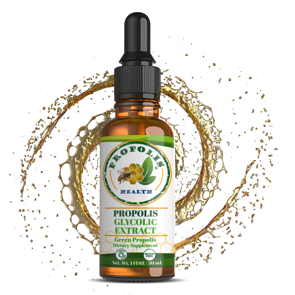 Propolis Health glass bottle for premium propolis liquid.